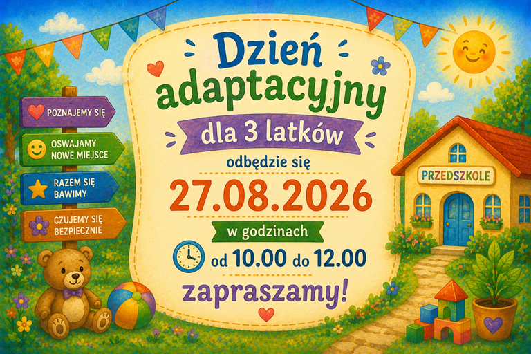 Dzień adaptacyjny dla 3 latków - 27.08.2026